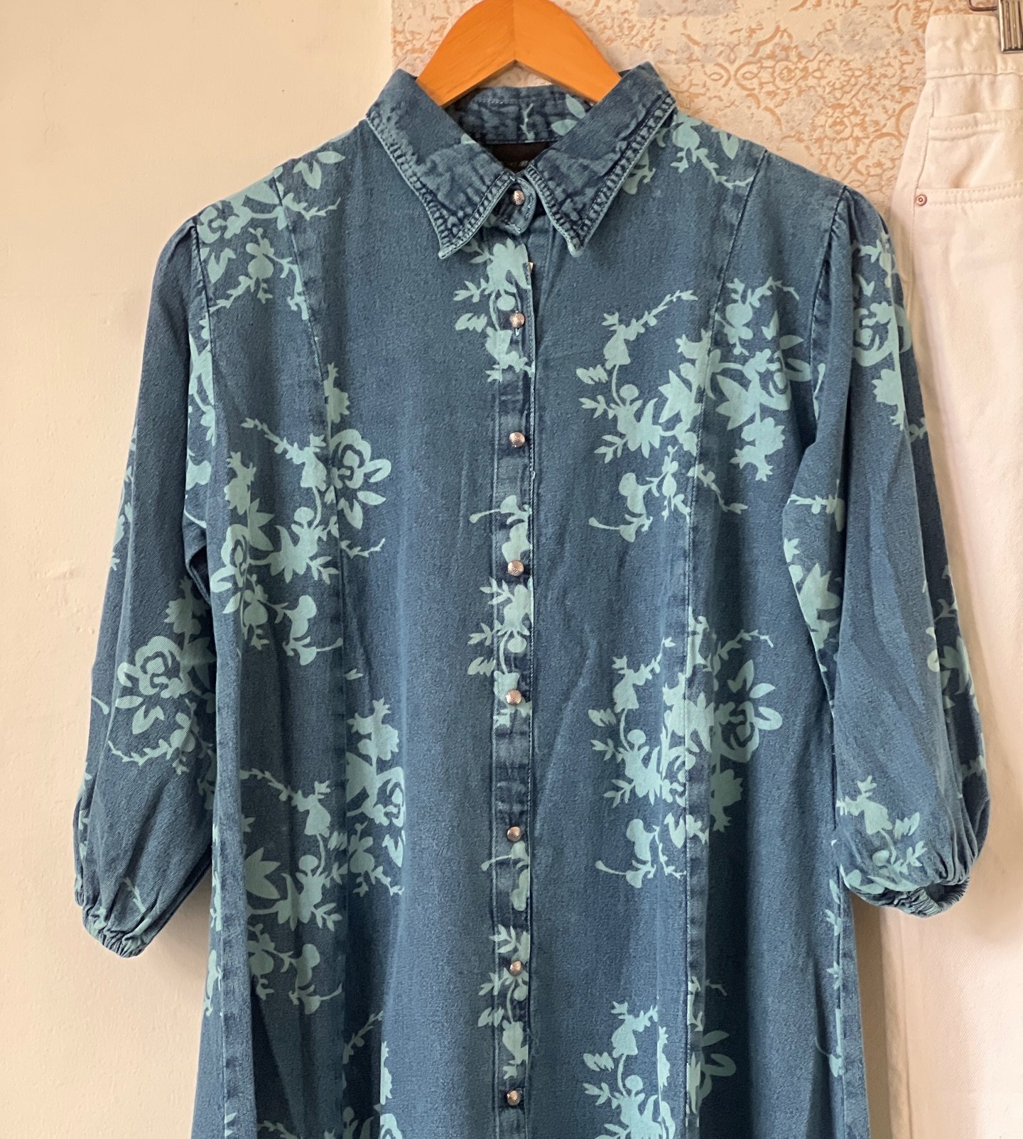 “Fresh & Feminine: Blue Floral Cotton Shirt Dress from Colour”