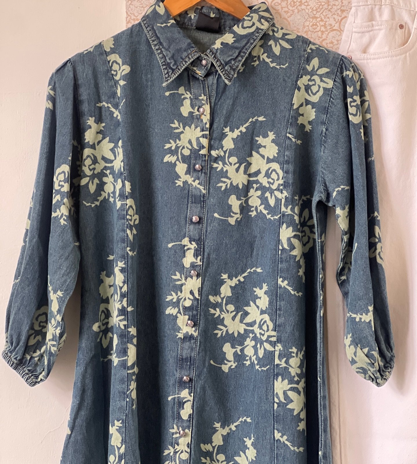 “Fresh & Feminine: Blue Floral Cotton Shirt Dress from Colour”