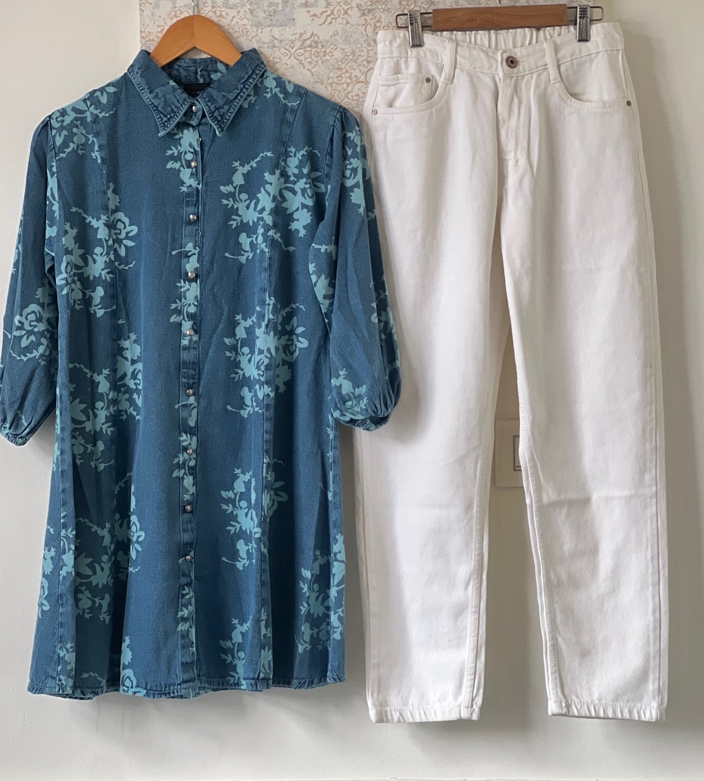 “Fresh & Feminine: Blue Floral Cotton Shirt Dress from Colour”