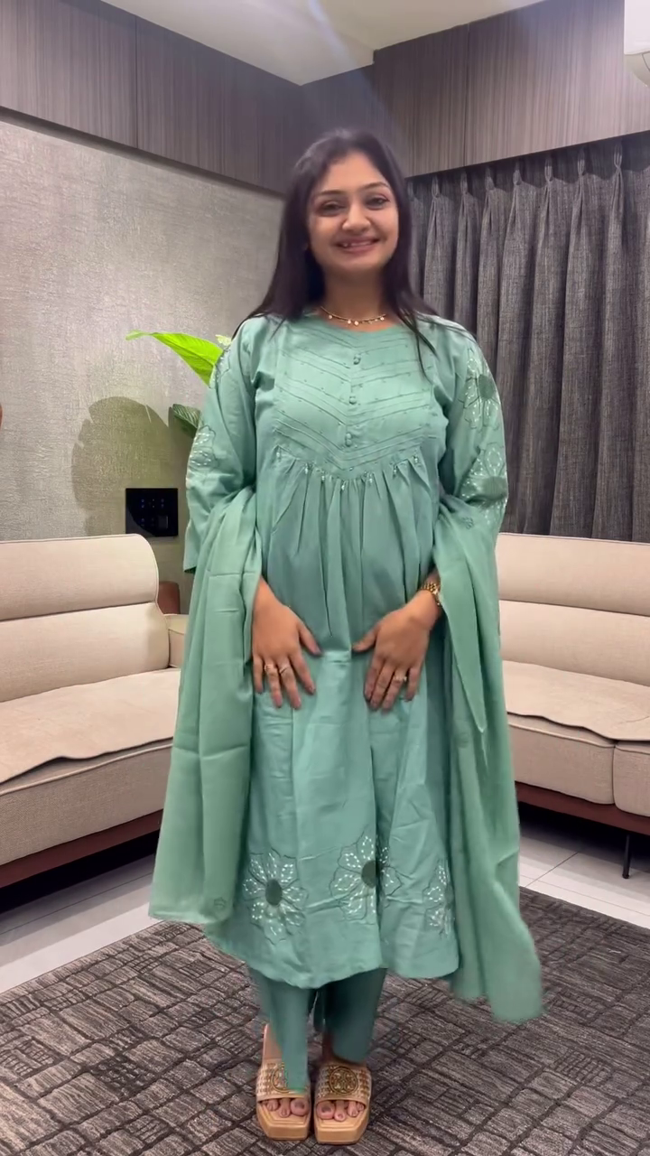 Trendy Elegance: Sky Blue Anarkali Kurti with Dupatta