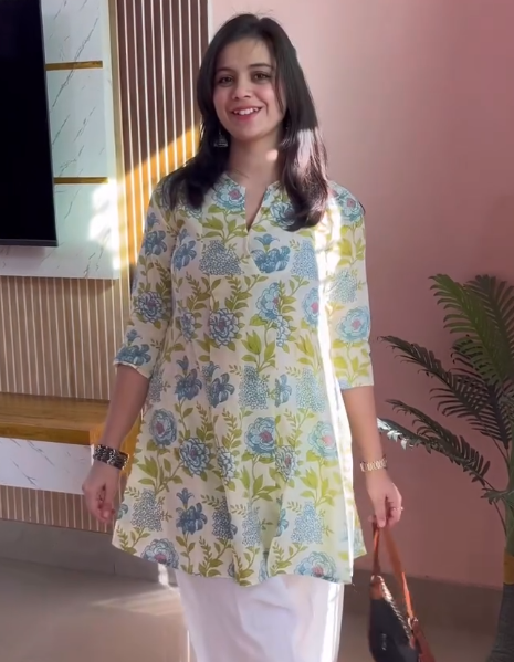 🌺 Radiant & Refreshing: Coral Floral Kurta Look