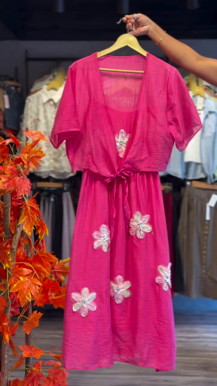 Elegant White Floral Dress with Sheer Tie-Front Shrug – Feminine Charm Meets Effortless Grace