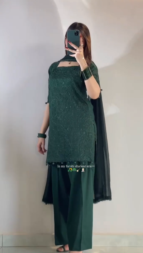 Elegant Embellished Flared Kurta Set – Graceful Charm Meets Festive Glamour