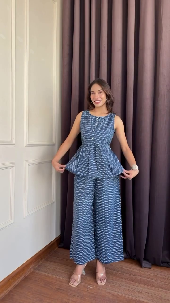 Ethnic Printed Halter Neck Pure Cotton Tunic with Trousers – Stylish Comfort Meets Tradition