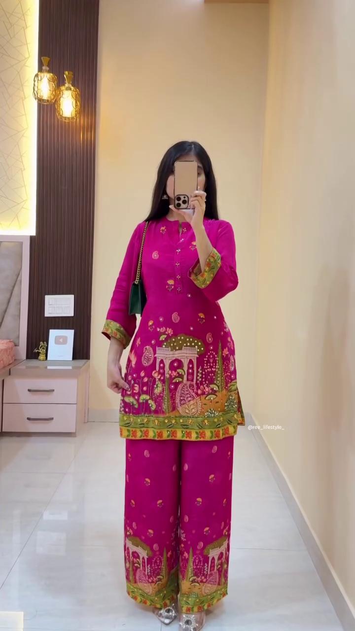 Elegant Pink Georgette Sharara Set – Perfect Blend of Style and Comfort