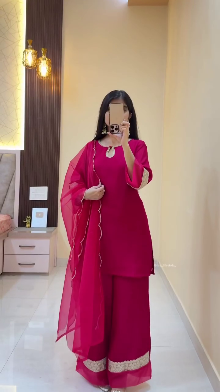 Elegant Pink Georgette Sharara Set – Perfect Blend of Style and Comfort