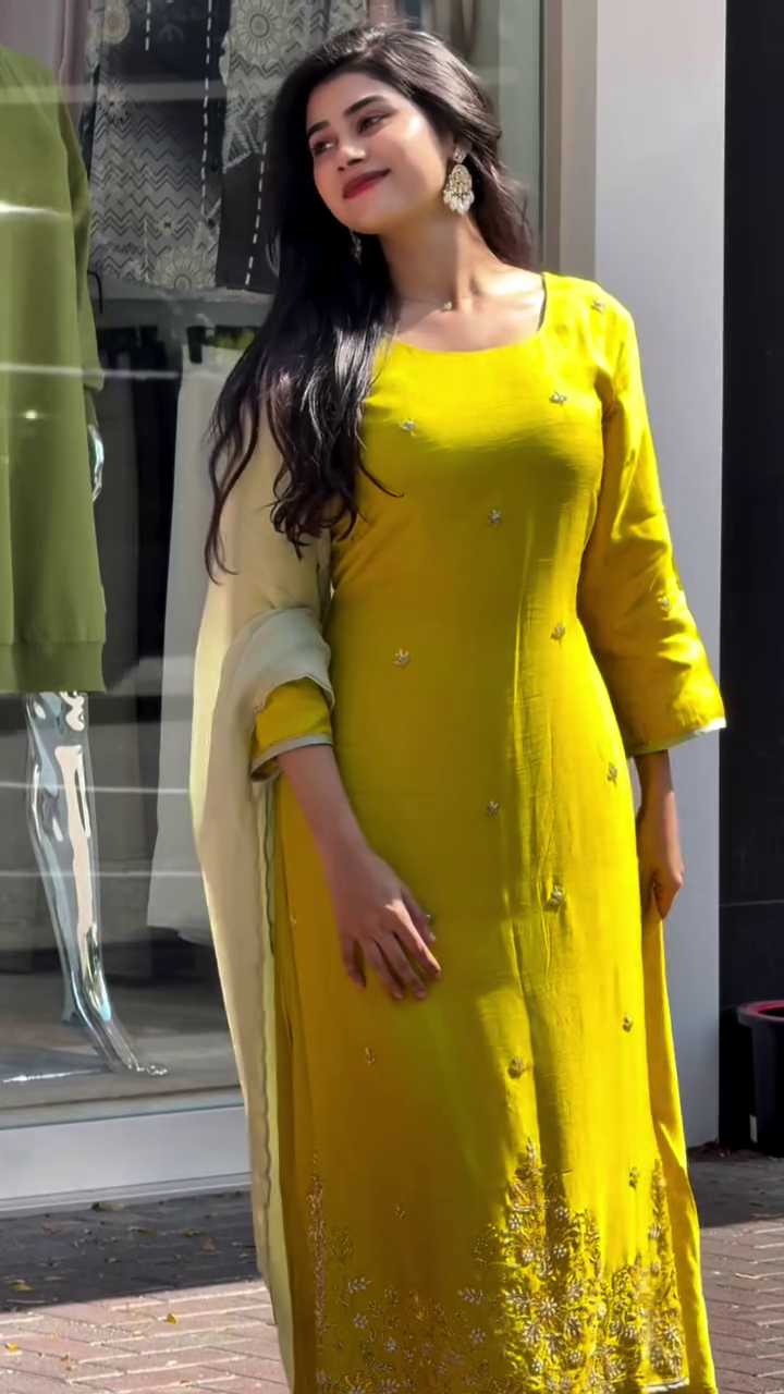Yellow Silk Anarkali Kurta & Pant Set with Embroidered Dupatta – Radiant Elegance for Festive Occasions