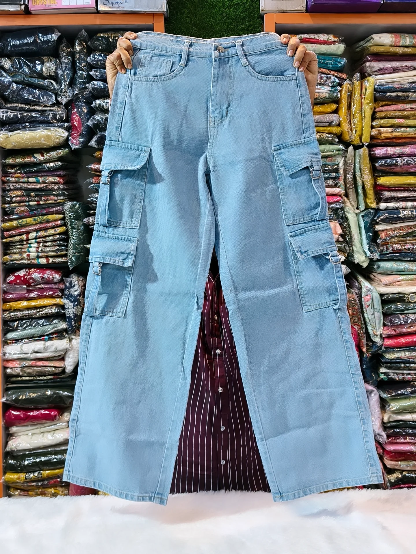 Women Cargo Jeans | High Rise Stretchable Baggy Wide Leg Denim 👖✨