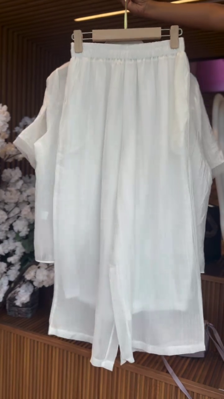 “Effortless Elegance: White Embroidered Co-Ord Set with Matching Skirt”