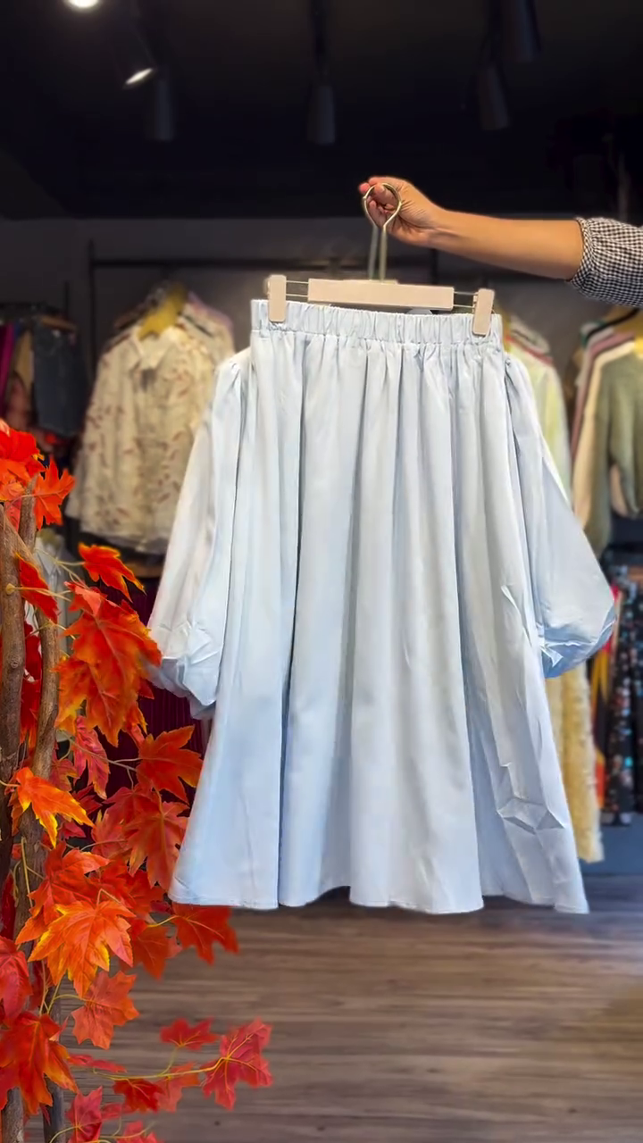 “Fresh & Chic: Light Blue Skirt and Top Co-Ord Set”