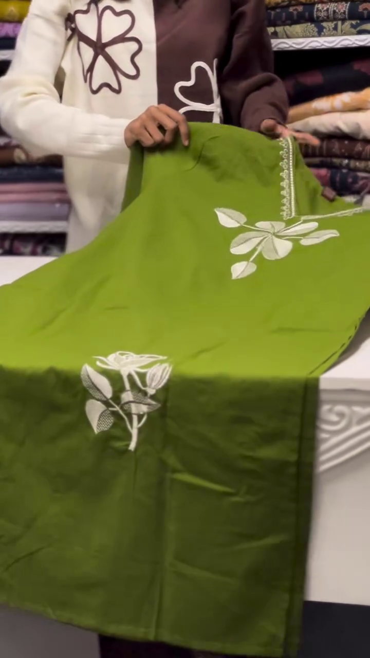“Elegant Comfort: Green Embroidered Cotton Kurta Set”