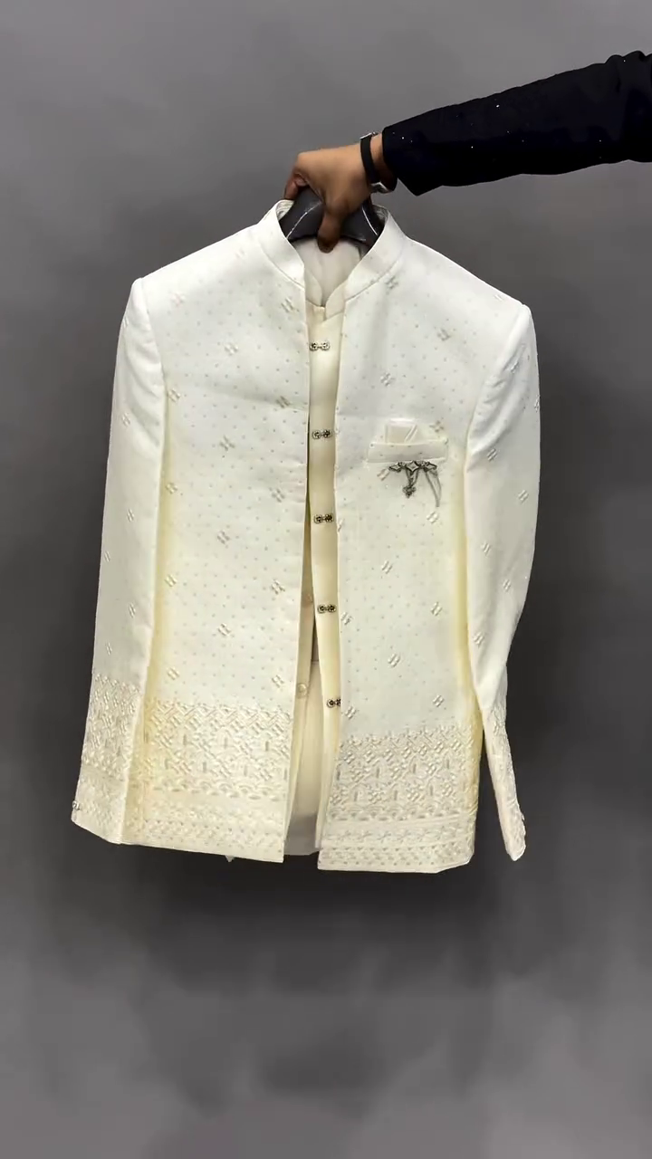 Royal Ivory Elegance: Premium Embroidered Indo-Western for Timeless Style 👑