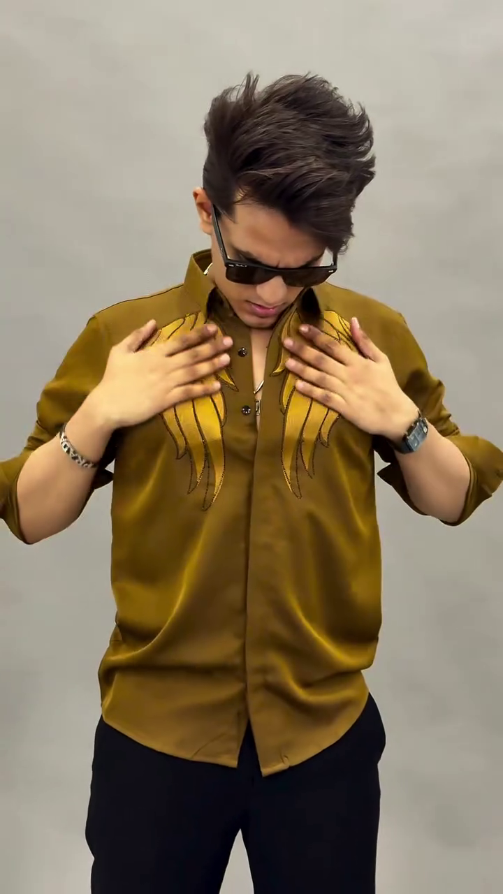 Golden Edge Style: Statement Satin Shirt for Bold, Luxe Vibes ✨