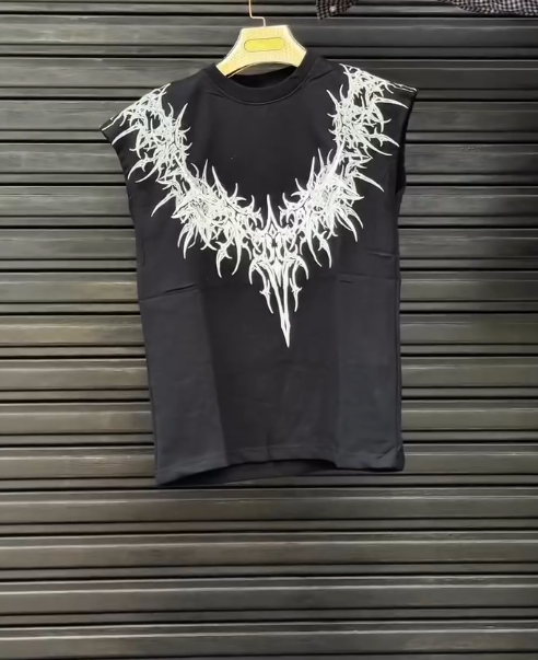 Edgy Street Statement: Graphic Sleeveless Tee for Bold Urban Style ⚡