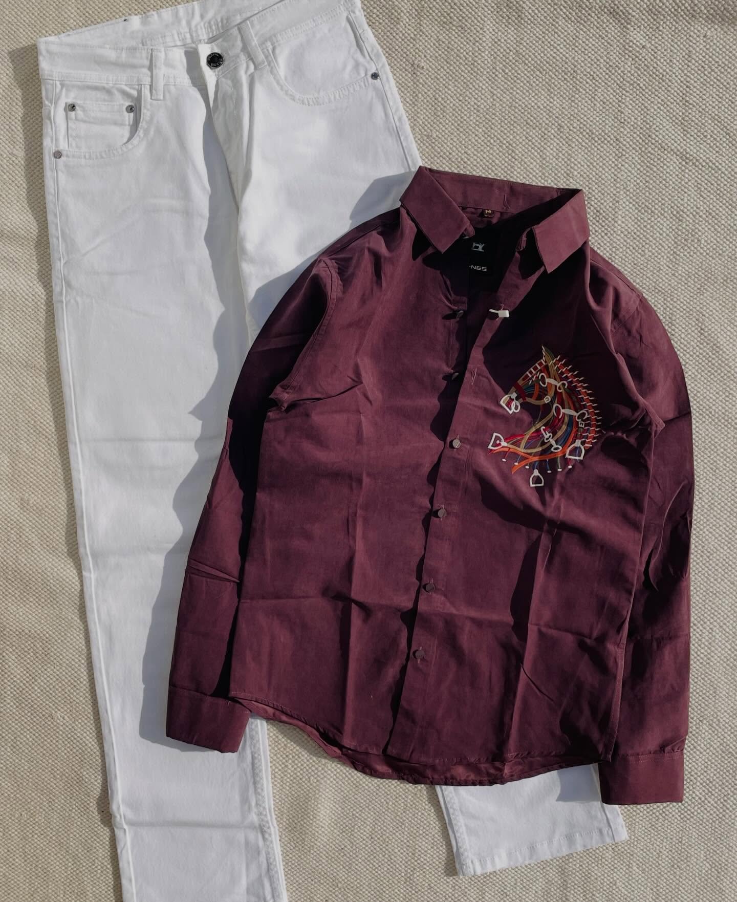 Refined Contrast: Premium Brown Shirt & White Trouser Combo for Effortless Class 🤎✨
