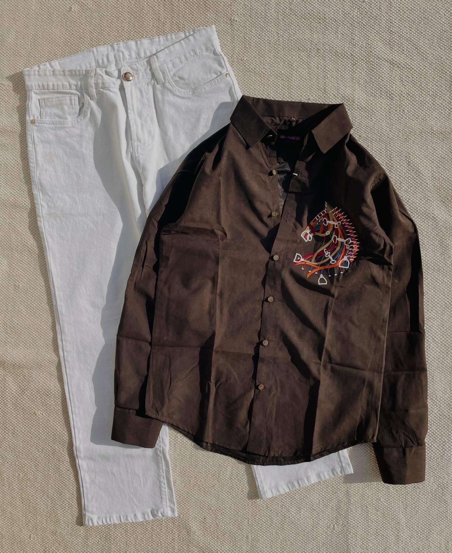 Refined Contrast: Premium Brown Shirt & White Trouser Combo for Effortless Class 🤎✨