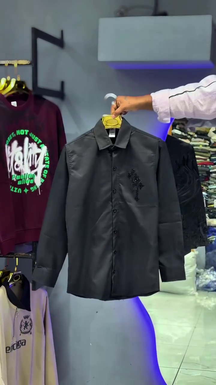 Premium Boutique Elegance: Men’s Shirt with Heavy Embroidered Detailing for Casual & Party Wear