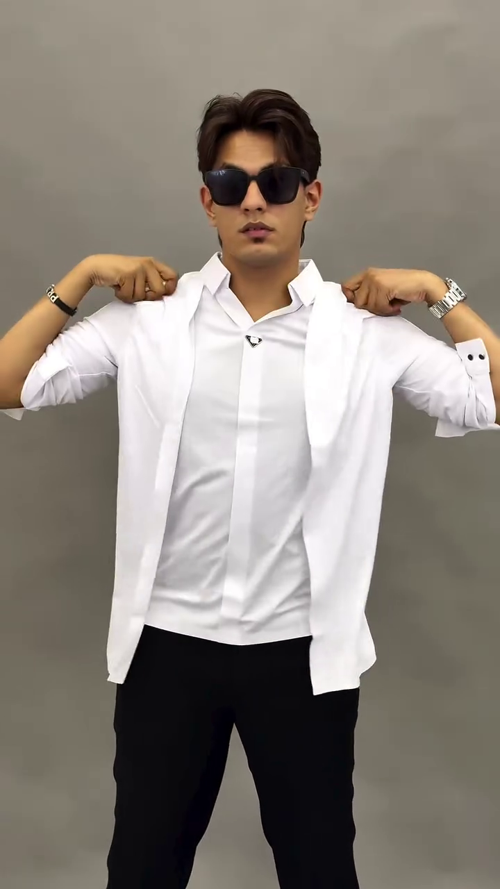 Refined Evening Elegance: Men’s Brown Satin Silk-Like Long-Sleeve Button-Down Shirt
