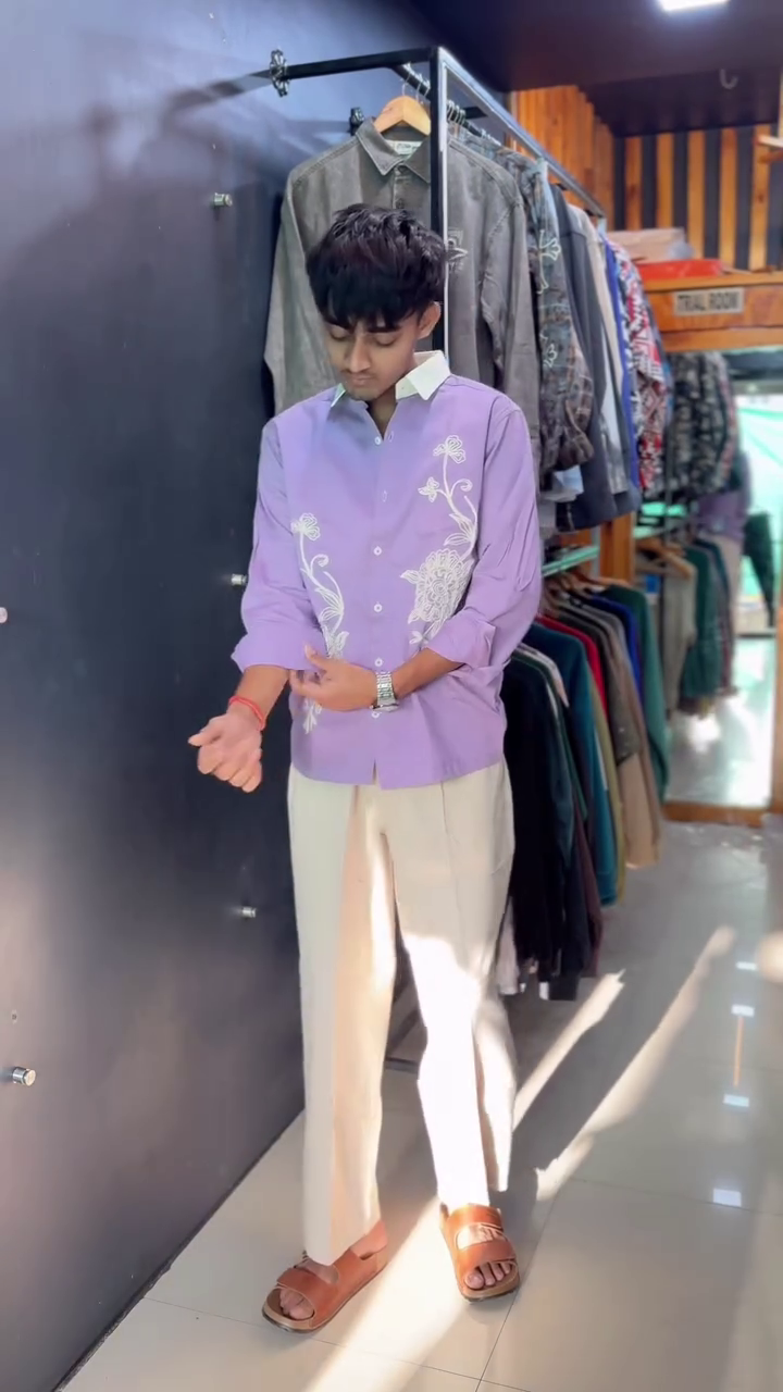 Bold Elegance: Men’s Mustard Yellow Full-Sleeve Shirt with Floral Embroidery