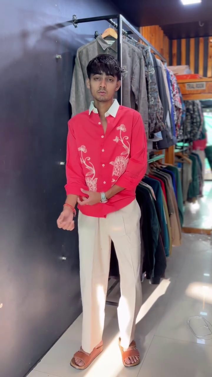 Bold Elegance: Men’s Mustard Yellow Full-Sleeve Shirt with Floral Embroidery