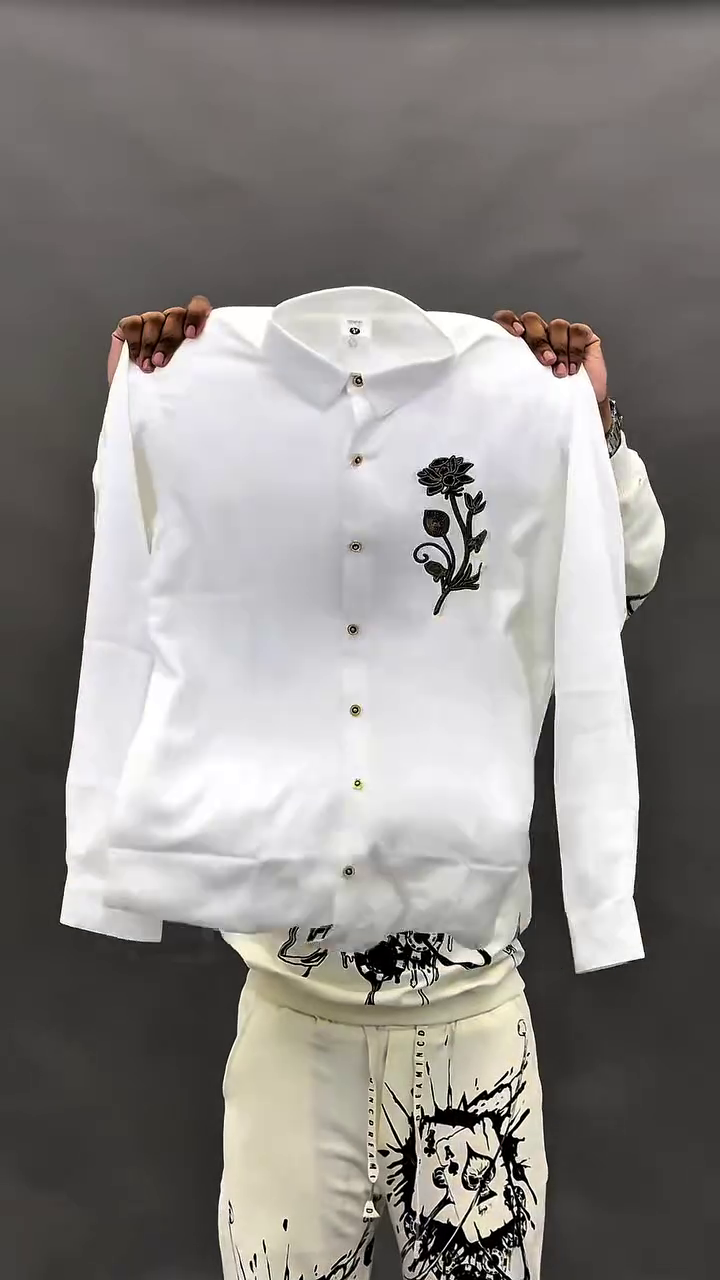 Luxury Evening Statement: Navy Blue Premium Satin Embroidered Designer Party Wear Shirt for Men