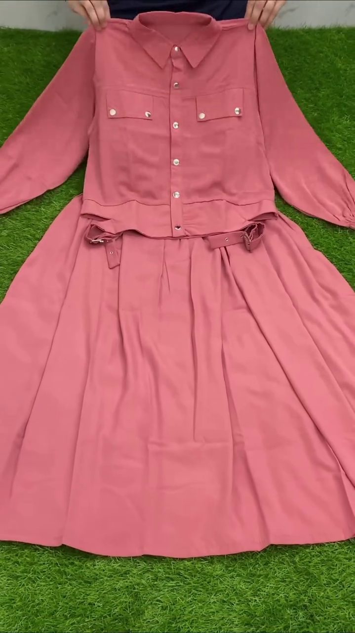 Effortless Elegance: Dusty Rose Shirt Dress with Belted Waist
