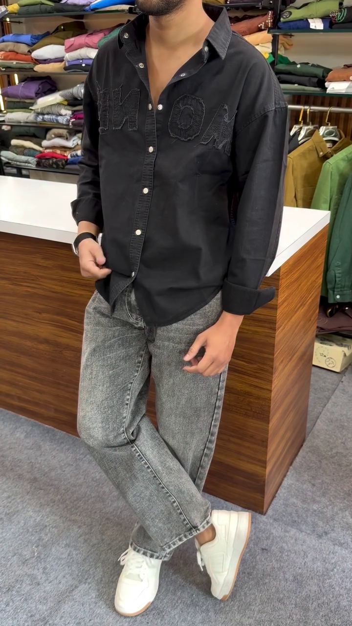 Men’s Black Monogram Cotton Overshirt – Timeless Style, Elevated Comfort