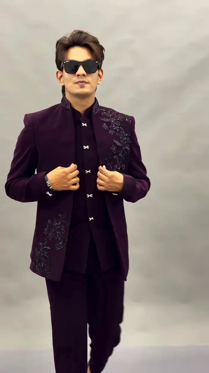 Royal Statement: Embroidered Maroon Indo-Western Suit Set