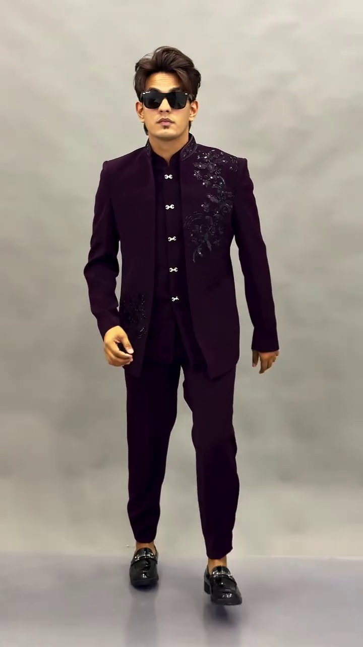 Royal Statement: Embroidered Maroon Indo-Western Suit Set