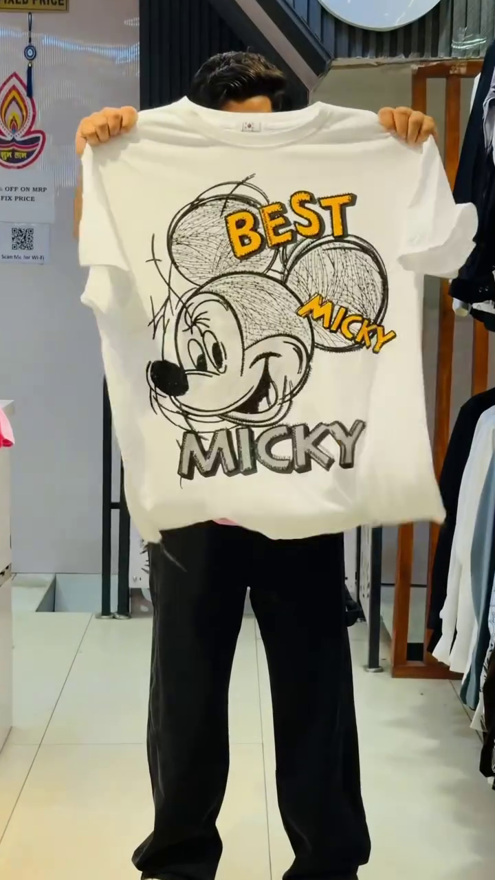 Designer Mickey Mouse Scribble Art T-Shirt – Iconic Character, Artistic Edge