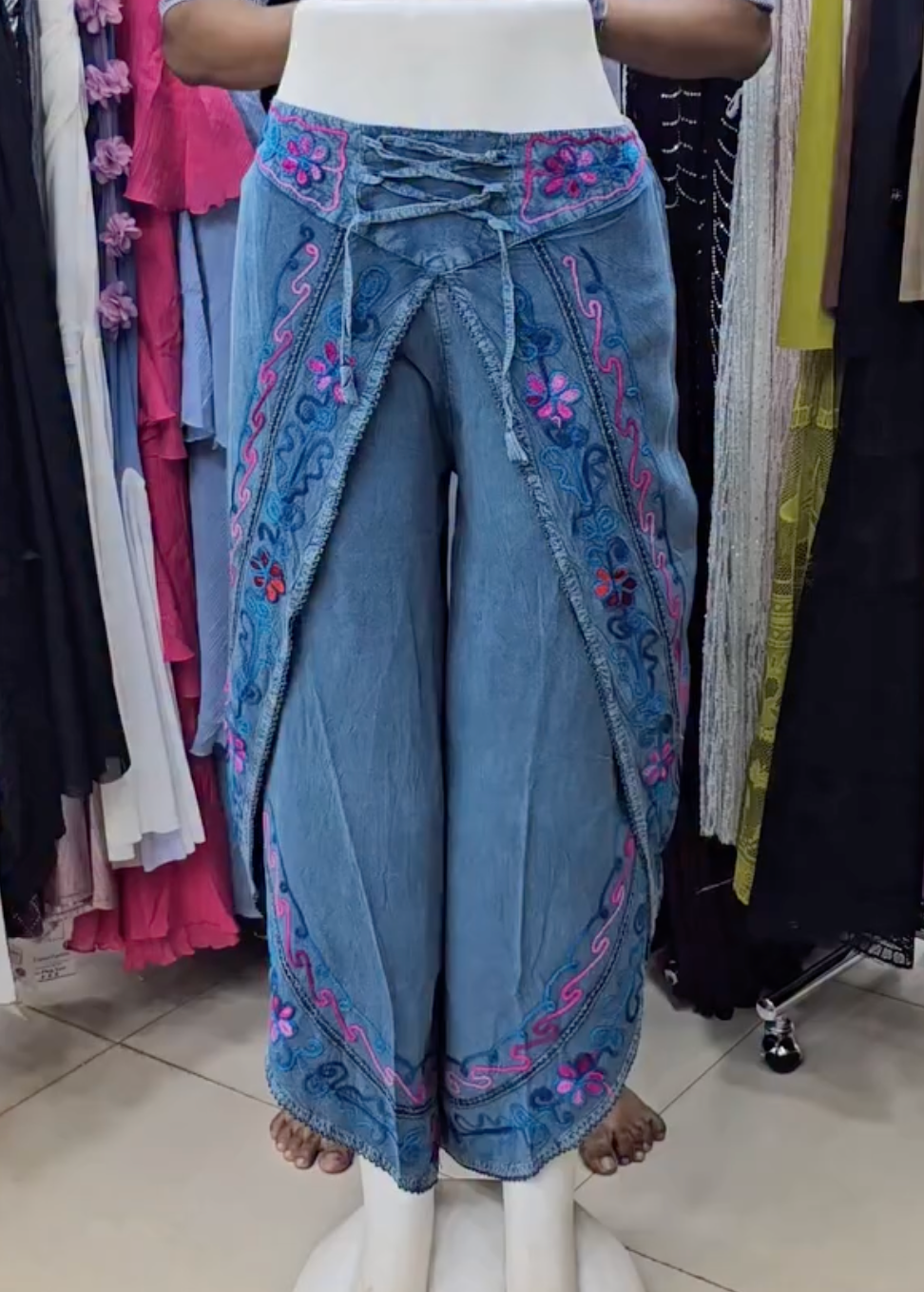 Boho Embroidered Slit Dhoti Pants – Elegant Fusion Style at Just ₹149!