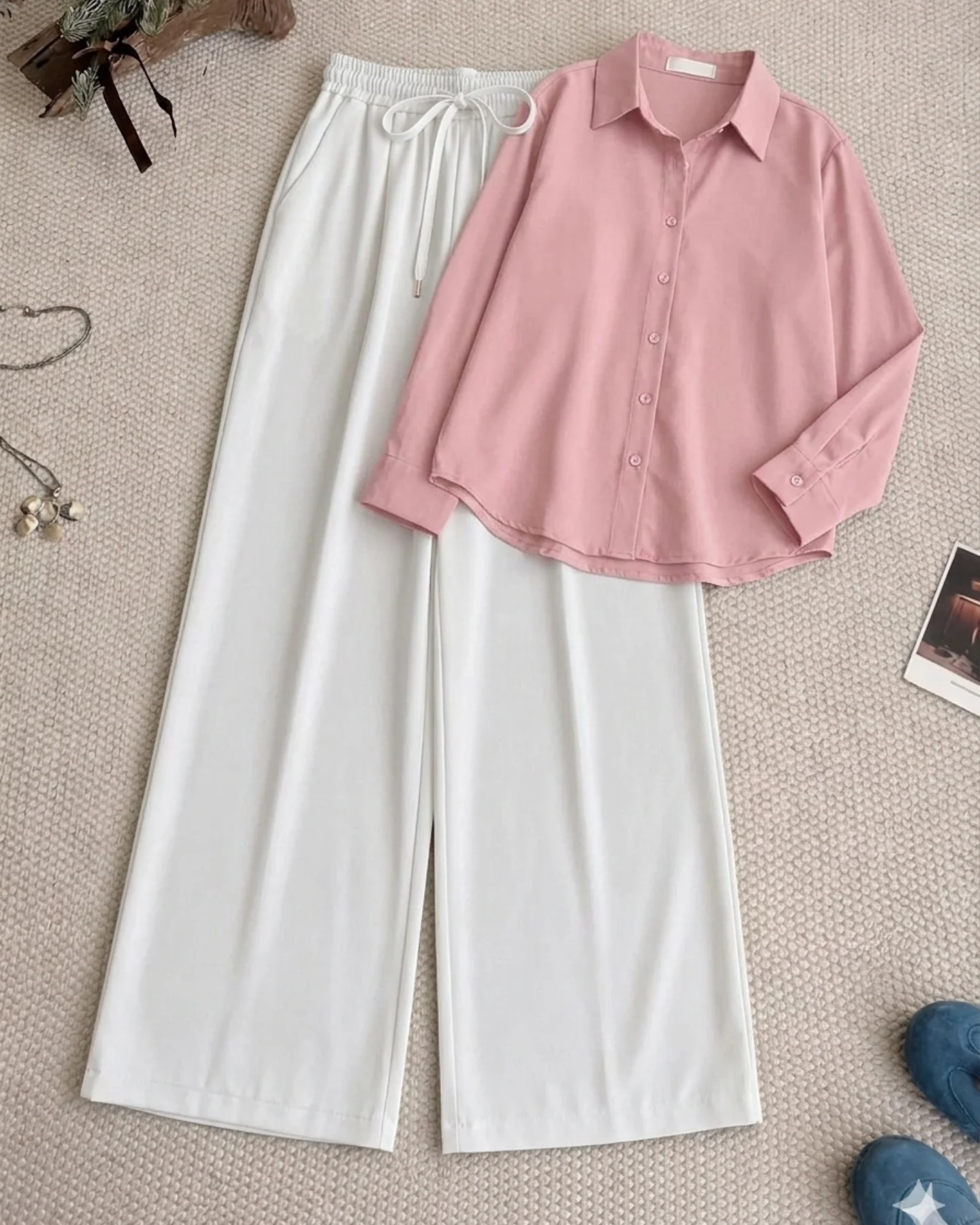 Effortless Chic Co-Ord Set – Olive Shirt & Beige Trousers at Just ₹149!