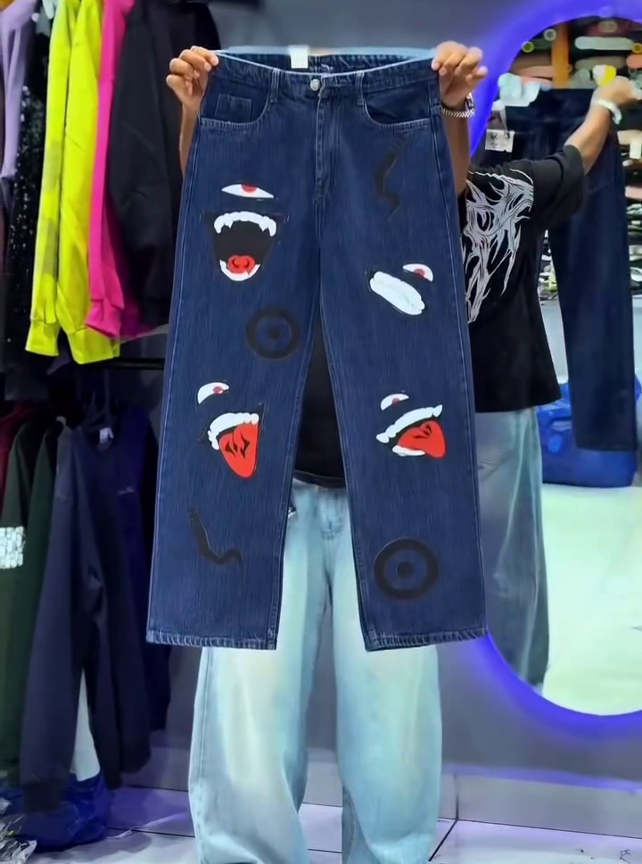 Streetwear Edge – Black Baggy Graphic Print Jeans from Bhole Fashion at Just ₹99!