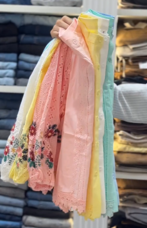 Pastel Embroidered Summer Cotton top Collection – Soft Elegance for Everyday Style