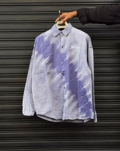 Oversized  Acid Wash Shirt – Trendy Streetwear Fashion Statement