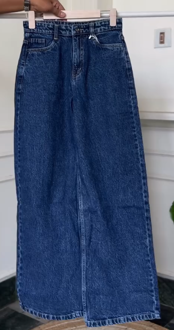 Trendy High-Waist Wide Leg Denim Jeans