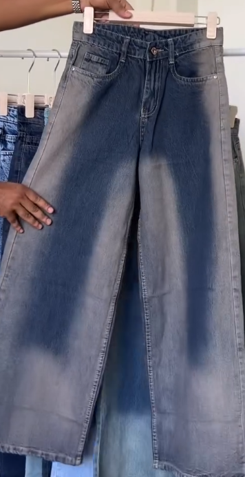 Trendy High-Waist Wide Leg Denim Jeans