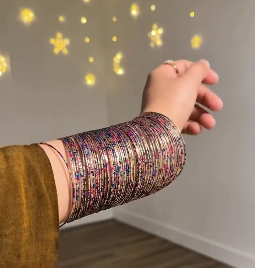 Premium Multicolor Glitter Bangles Set