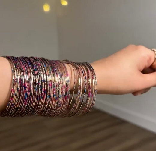 Premium Multicolor Glitter Bangles Set