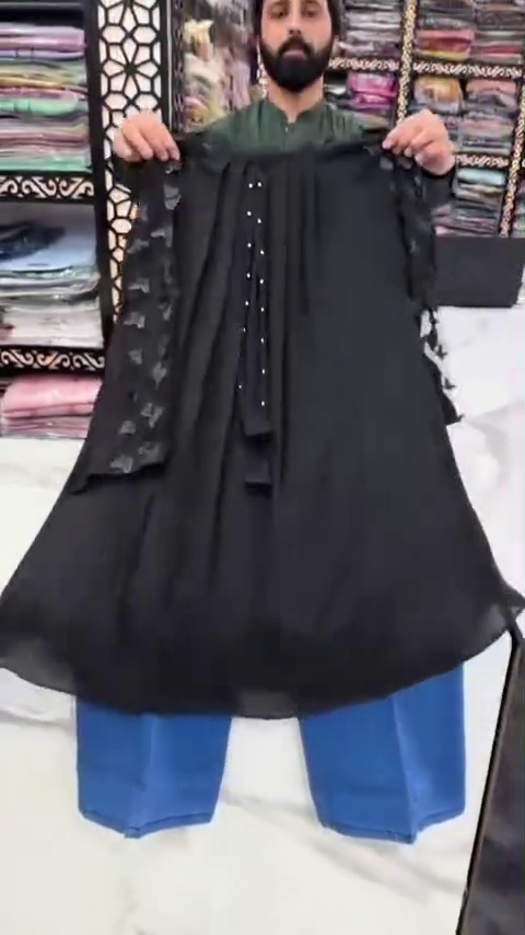 Elegant Black Designer Top with Denim