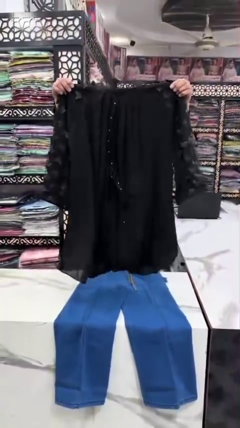 Elegant Black Designer Top with Denim