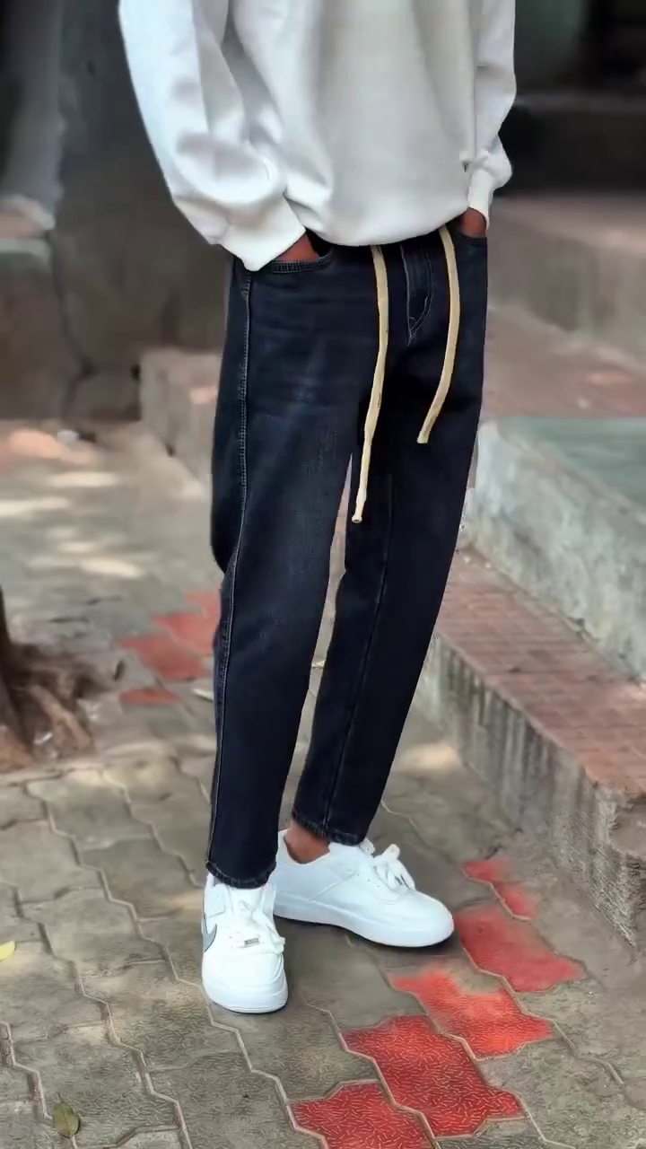 Premium Relaxed Fit Drawstring Denim Jeans
