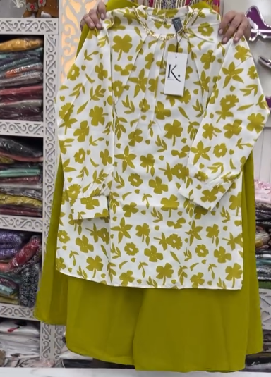 Fresh Floral Kurti Palazzo Set: Effortless Style with Vibrant Elegance