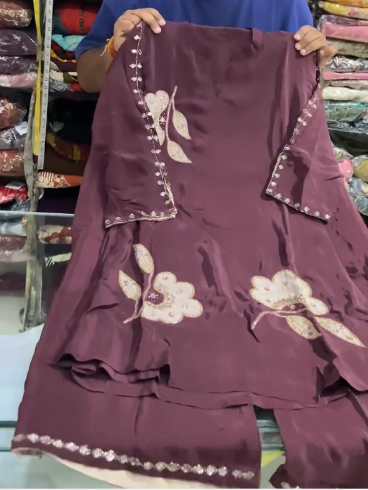 Elegant Wine Embroidered Kurta Set: Graceful Ethnic Style