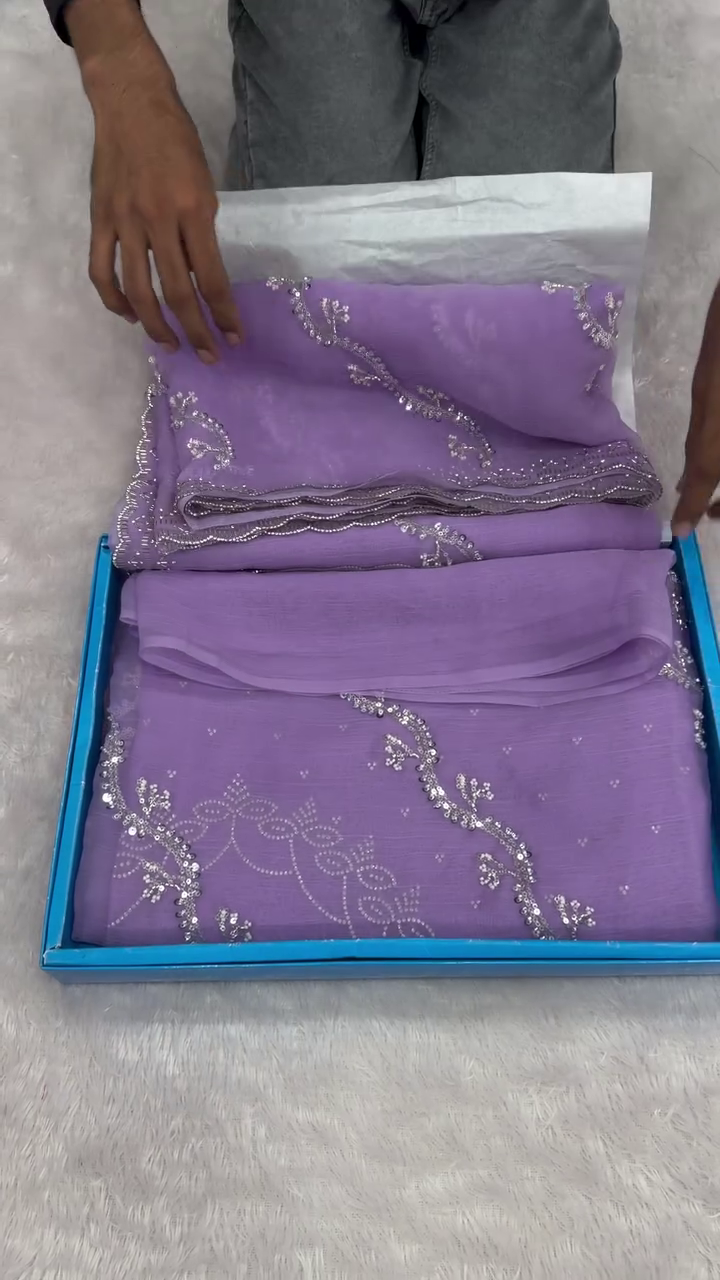 Elegant Embroidered Georgette Saree with Sequins Work