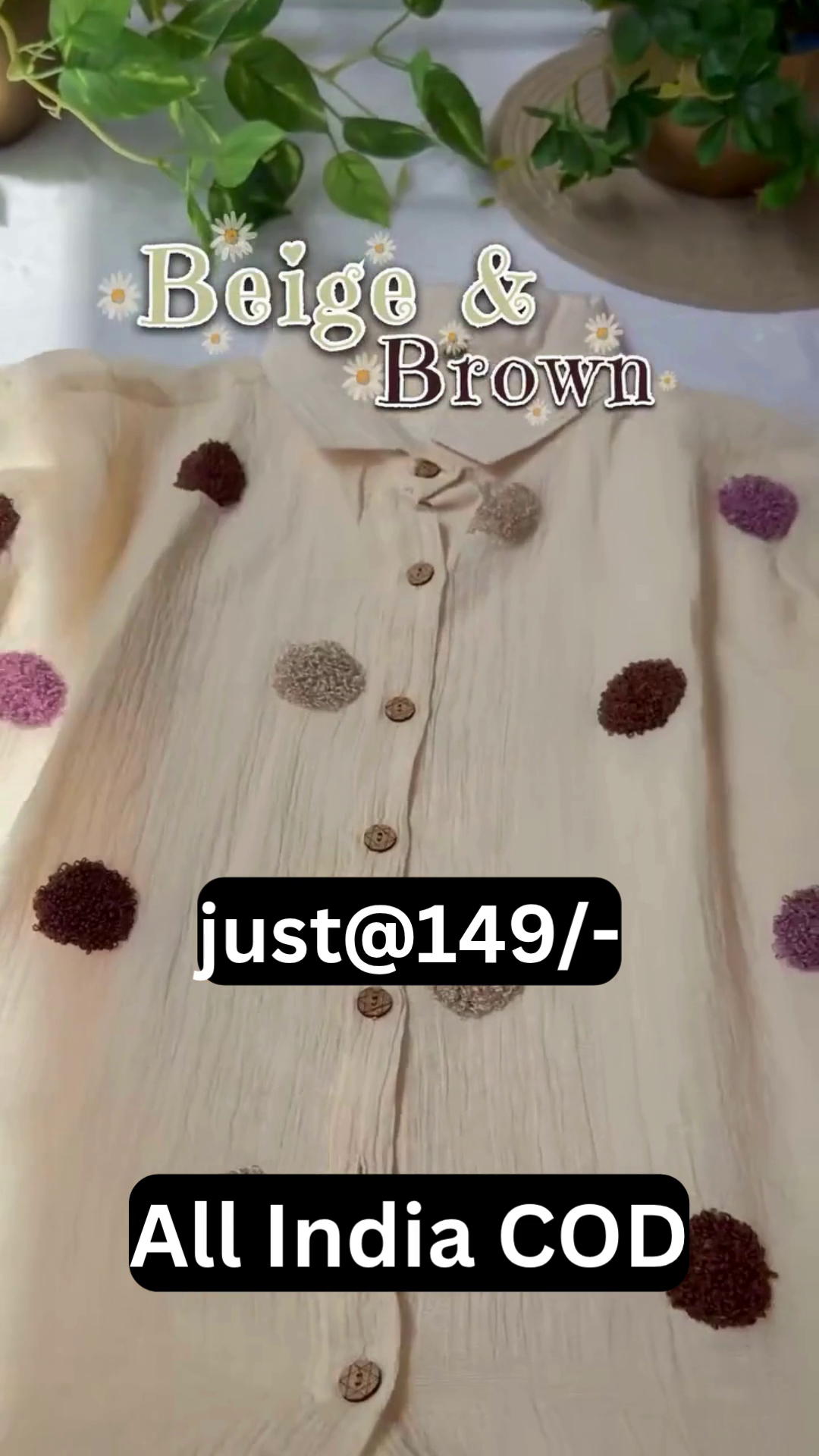 Beige & Brown Co-Ord Set – Stylish Shirt with Plazo