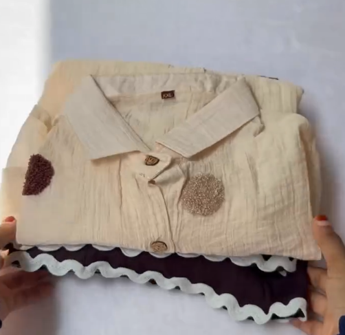 Beige & Brown Co-Ord Set – Stylish Shirt with Plazo