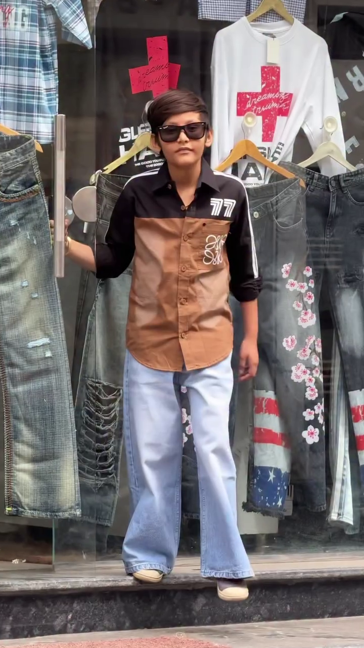 Boys' Light Wash Wide Leg Jeans – Premium Casual Denim Pants for Kids