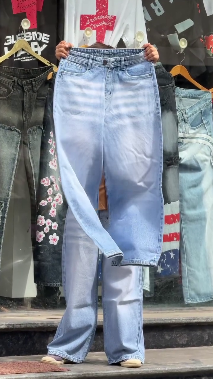 Boys' Light Wash Wide Leg Jeans – Premium Casual Denim Pants for Kids