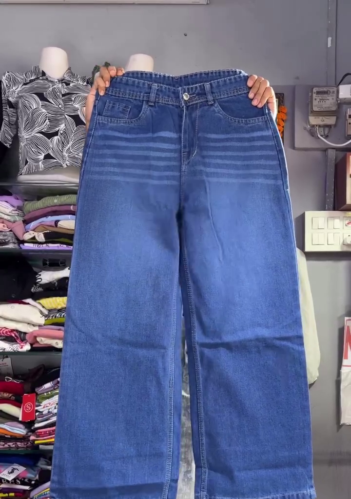 Light Blue Wide Leg High Waist Denim Jeans for Women – Trendy Baggy Straight Fit Casual Jeans